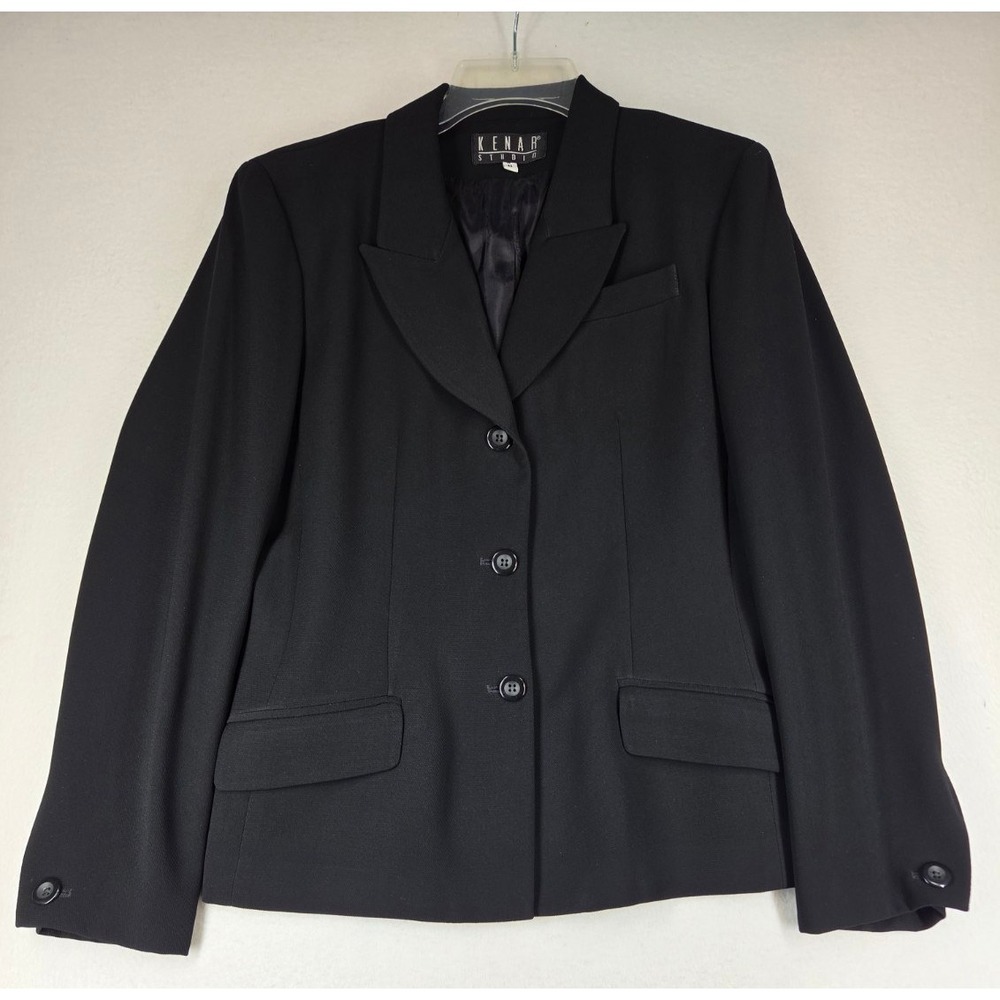Kenar Studio Womens Black 3-Button Blazer Jacket Made in USA Size 6